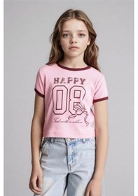 Resim Defacto Baskılı Fitilli Kaşkorse Pembe Kız Çocuk T-shirt D8542a8/pn253 
