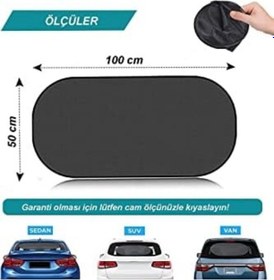 Resim Araba Oto Arka Cam İçin Vantuzlu Güneşlik Perde Araç Perdesi Araç Arka Cam Vantuzlu Perde 100x50cm 