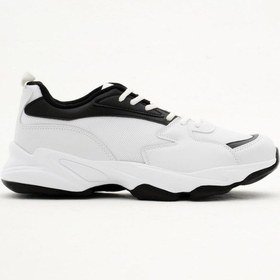 Resim Rahat Kalıp Yüksek Taban Bağcıklı Unisex Beyaz Siyah File Spor Ayakkabı Zyp-0 Beyaz Siyah File 