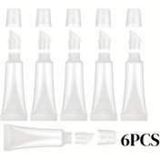 Resim 6 adet 5/10ml Mini Şeffaf Yumuşak Boş Dudak Balmi Tüpleri - Taşınabilir Seyahat Dudak Parlatıcısı Kapları, Kadınlar için DIY Makyaj Ambalaj Araçları, Plastik Malzeme, Dikdörtgen Şekil, Sadece Elde Yıkama, Makyaj Ambalajı | Dikdörtgen Şekil | Esnek Kap 