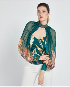 Resim İşleme Detaylı Bolero Ve Büstiyer Takım - Çıkarılabilir Bolero - Modern Ve Şık - Özel Gün Ve Davetler İçin Takım Petrol 