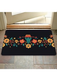 Resim Dijital Baskılı Hoş Geldiniz Yazılır Desenli Dekoratif Dış Kapı Önü Ve Iç Mekan Paspası Yıkanabilir Siyah 