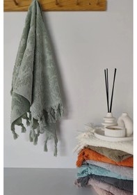 Resim Otantik Saçaklı El Havlusu 50x85 Cm - %100 Pamuk - Açık Yeşil - Yumuşak Ve Su Emici Acıkyesıl Açık Yeşil 