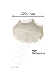 Resim Krem Plaj Şemsiyesi, 200 Cm Çap, 10 Telli, Eğilebilir Bej 