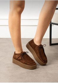 Resim Extra Shoes İstanbul Loafer Kahverengi Süet Görünümlü Platform Ayakkabı Hem Şık hem Rahat 