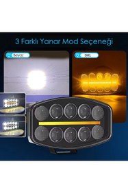 Resim Dijipazar 10'' Beyaz Turuncu LED Spot Projektör + Drl Tır Kamyon Off Road 12-24Volt Çalışma Lambası 1 ADET 