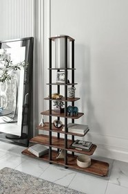 Resim SIERRAS MIDDLE Lambader – 140 cm Yükseklik, 24x100 cm Geniş Raflı Taban, Modern Ahşap Görünüm, Dekoratif Aydınlatma Ünitesi, E27 Duy Uyumlu, LED Ampul ile Kullanılabilir, Göz Yormayan Işık (Ceviz) 