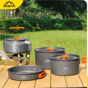 Resim JetBeam Su Şişesi Seti - 3-4 Kişilik Kamp Tencere ve Tava, Taşınabilir Dış Mekan Pişirme Ekipmanı, Katlanabilir Depolama, Kap, Ahşap Spatula, Çorba Kaşığı, Mutfak Bezi Dahil 