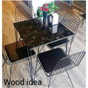 Resim Webdepo Wood Idea Siyah Mermer Desen 70X70 Kare Yemek Masası Balkon Masas 