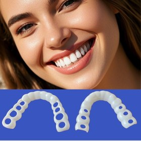 Resim 2 Adet Delikli Üst ve Alt Diş Protezi, Kolay Takılan, Rahat & Hipoalerjenik, Diş Koruma ve Beyazlatma İçin – Doğal Gülüş – Cadılar Bayramı veya Paskalya için Mükemmel Hediye 