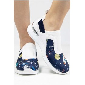 Resim Gezegen Desenli Ortopedik Spor Ayakkabı Beyaz - Mavi 
