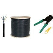 Resim NcpLine 200 Metre Cat-6 Cat6 Ket 6 Dış Ortam Internet Modem Arası Kablo Ve Sıkma Pensesi Set 10 Adet Rj45 