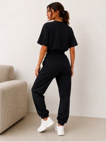 Resim LALESTA Kadın Oversize Crop Sweatshirt Jogger Eşofman Takımı 