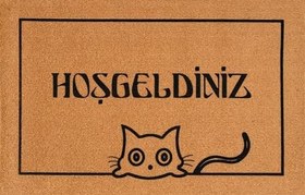 Resim Hoşgeldiniz, Kedi Desenli, Desenli Kapı Önü paspası, çeyiz paspas, ev hediyesi, dekoratif paspas 