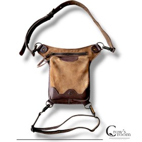 Resim Crow'sRoom Handmade Deri Bel Ve Bacak Çantası (BÜYÜK MODEL KAHVE&TABA) 