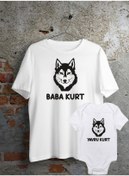 Resim venüsdijital Baba Kurt Yavru Kurt Beyaz Tshirt Zıbın (tekil Üründür Kombin Yapılabilir Fiyatları Ayrı Ayrıdır) 