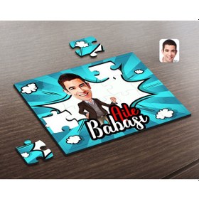 Resim Kişiye Özel Aile Babası Karikatürlü Ahşap Puzzle-1 