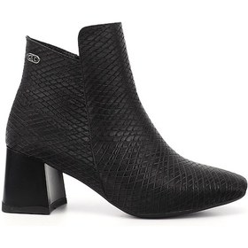 Resim Gönderi R Siyah Baskılı Fermuarlı Kalın Topuklu Bot Siyah 