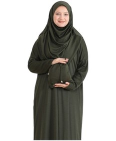Resim Modish Group Keseli Namaz Elbisesi Eşarp Ve Tesbih Hazır Tesettür Giyim Türban Müslüman Giysi Takım Haki 