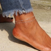 Resim Şık Vintage Tarzı 18K Altın Kaplama Çift Katmanlı Bakır Boncuk Ayak Bileziği, Kadınlar İçin Moda Plaj Ayak Takıları, Demir Malzeme, Günlük ve Tatil Giyiminde Uygun, Tüm Mevsimler İçin Uyumlu 