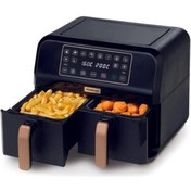 Resim Mena Rise Dual Airfryer Bk Copper Çift Pişirme Hazneli Siyah HFP70.000BK - Çift Bölmeli Hazne, Aşırı Isınmaya 