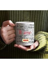 Resim Kişiye Özel 100 Dilde Seni Seviyorum Tasarımlı Kupa Bardak Saydam 