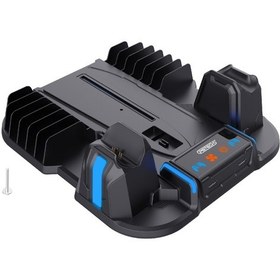 Resim Sones Sony Ps5 Slim Pgtech Gp-521 Kulplu Şarj Tabanı Ana Soğutma Rafı Disk Rafı Siyah 