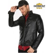Resim Hakiki Deri Siyah Kol Omuz Işlemeli Erkek Deri Ceket Siyah 