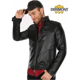 Resim Hakiki Deri Siyah Kol Omuz Işlemeli Erkek Deri Ceket Siyah 