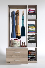 Resim Kenzlife Giysi Dolabı Hülagü 175*90*40 Crd Gardırop 2 Çekmeceli 