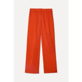 Resim Mudo Kadın Kırmızı Straight Fit Keten Karışımlı Pantolon 