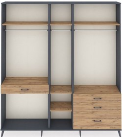 Resim Arges Dolap 7 Raflı 4 Çekmeceli 3 Askılı 220x30x243 Antrasit-çam/çam Atlas Çam/atlas Çam 