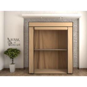 Resim Burak Çelik Borulu Bej Yorgan Hurcu Bez Dolap Yüklük Gardırop 