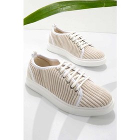 Resim Bambi Bej Kumaş Kadın Sneaker K011220008 