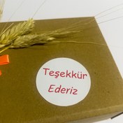 Resim Teşekkür ederiz Kırmızı Yazılı Yuvarlak Yapışkanlı Etiket 5x5 cm 100 adet 