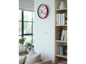 Resim Akıllı Durak 36 cm Pembe Çocuk Odası Duvar Saati 