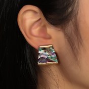 Resim Şık Lüks Sentetik Abalone Kabuğundan Oluşan Küme Takıları - Vintage İlhamlı, KC Altın Kaplı Çinko Alaşımlı, Günlük Kullanım ve Hediye İçin İdeal, St. Patrick Günü için Mükemmel 