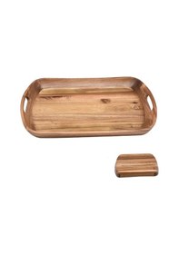 Resim Mien Akasya Ahşap Servis Tepsisi 43x30 Cm Doğal, Şık Ve Çok Amaçlı Sunum Tepsisi Kahverengi 