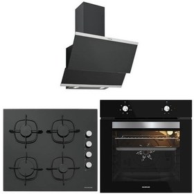 Resim Silverline BO65E1B01 - C5335B01 - 3420 Classy Siyah Cam Ankastre Set 