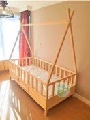Resim Bir Başka Çocuk Kızılderili Çatılı Ortadan Giriş Kapılı Montessori Yatak 