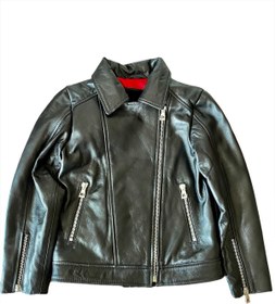 Resim asus deri B-1000 Hakiki Kuzu Derisi Biker Model Unisex Çocuk Siyah Ceket 