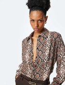 Resim Yılan Derisi Desenli Uzun Kollu Viskon Gömlek 