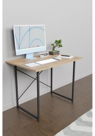 Resim Metal Ayaklı Çalışma Masası Ofis Masası Atlantik Çam 60 x 90 CM Atlantik Çam 