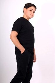 Resim COSBA kids wear Unisex 1 Adet Düz Jogger Eşofman Altı Ve 1 Adet Düz Pamuklu Basic T-shirt 