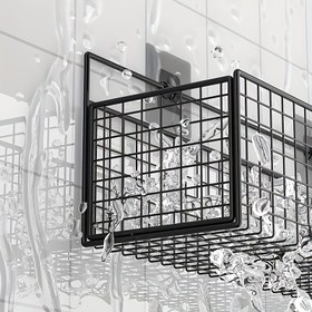 Resim Delme Gerektirmeyen Duvara Monte Metal Depolama Sepetleri - Havalandırmalı Tasarımlı Rustik Banyo Düzenleyici Raflar, Sağlıklı Kullanım İçin Dayanıklı Metal Tuvalet Malzemeleri Rafı, Pil Gerekmez, Banyo Organizatörleri ve Saklama Çantaları 