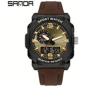 Resim Oldfriend Sanda Erkek Spor Saati Kahve Renk, 50m Su Geçirmez, Alarm Ve Gece Işığı, Dijital, Kauçuk Kayış Diğer 