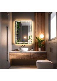 Resim Gleamira Vertical Günışığı Lazer Kumlamalı Lavabo & Banyo Aynası Dokunmatik Sensörlü 90x65 