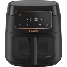 Resim Arçelik Airfryer Yağsız Fritöz, 7.6 lt 1750 W Cam Sepet, 9 Otomatik Program Led Ekran, Siyah 