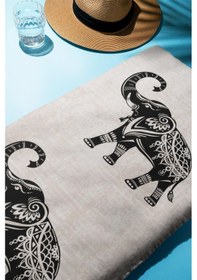 Resim Dijital Baskı Plaj Deniz Havlusu Fil Desenli Peştamal Hvl0132 Renkli 