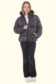 Resim Freemen Kız Çocuk Çıkabilir Kapüşonlu Su Ve Rüzgar Geçirmez Kışlık Şişme Mont & Kaban & Parka 